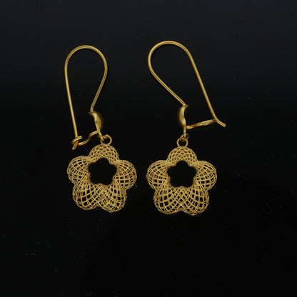 Gold Openwork Floral Earrings 21KT - FKJERN21KM11471