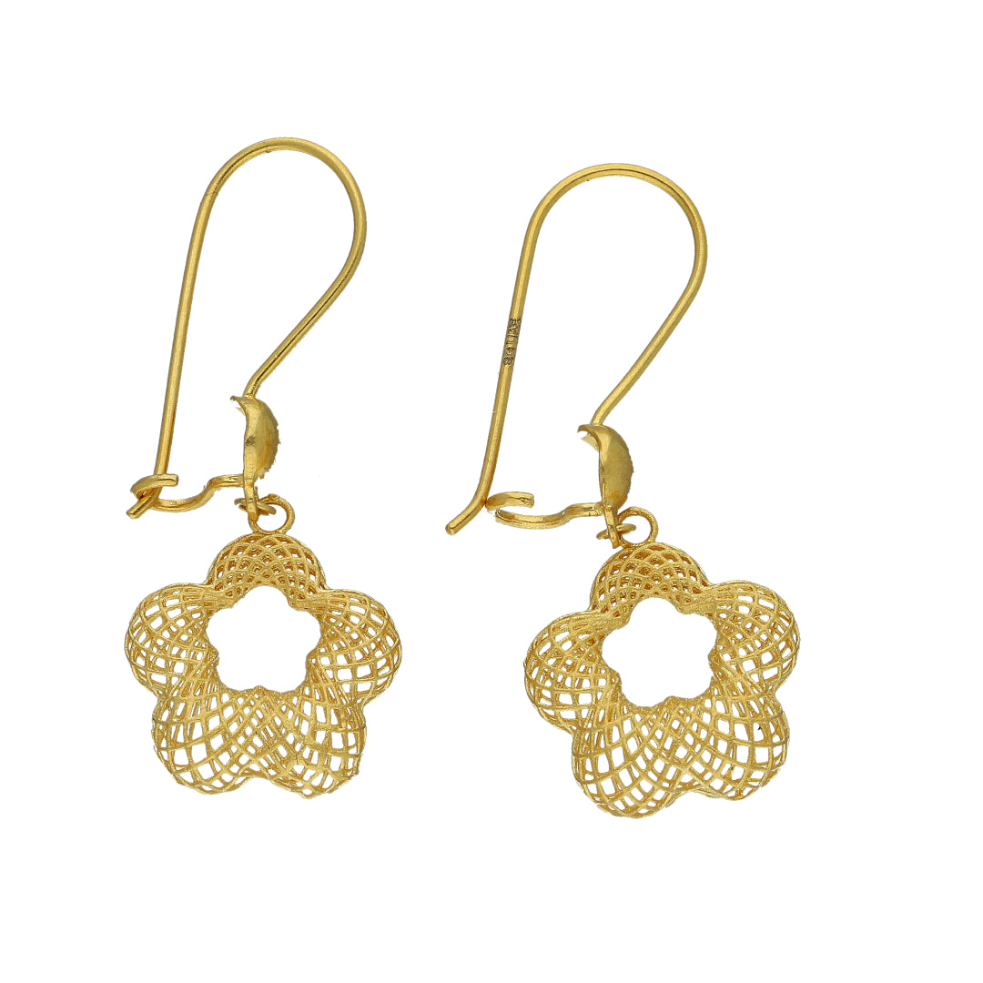 Gold Openwork Floral Earrings 21KT - FKJERN21KM11471