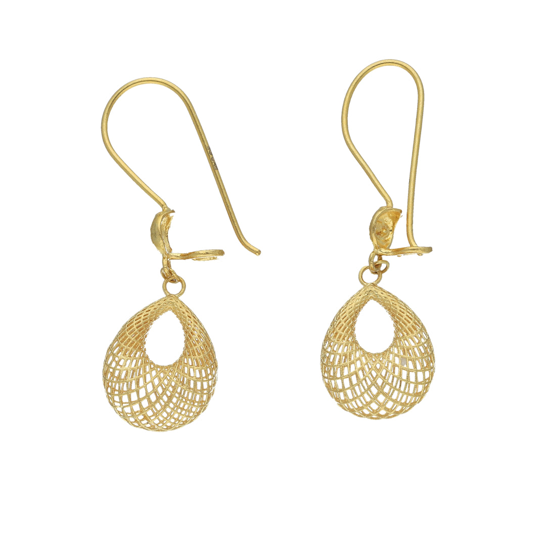 Gold Openwork Teardrop Earrings 21KT - FKJERN21KM11473