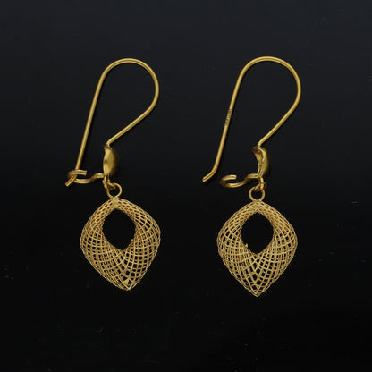 Gold Filigree Dangle Earrings 21KT - FKJERN21KM11474