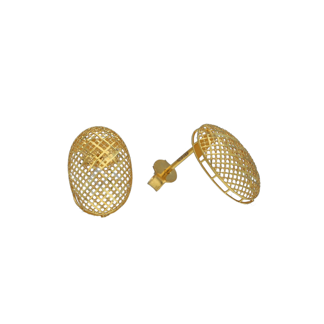 Gold Oval Filigree Earrings 21KT - FKJERN21KM11478