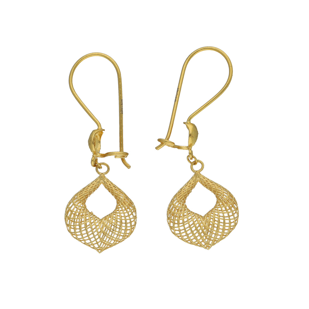 Gold Geometric Openwork Earrings 21KT - FKJERN21KM11480