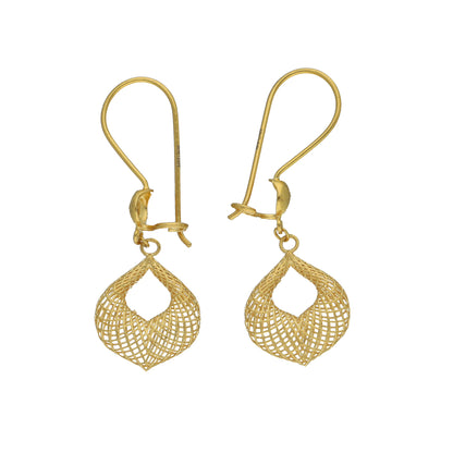 Gold Geometric Openwork Earrings 21KT - FKJERN21KM11480