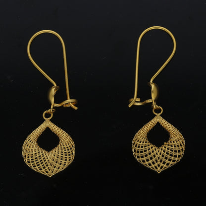 Gold Geometric Openwork Earrings 21KT - FKJERN21KM11480
