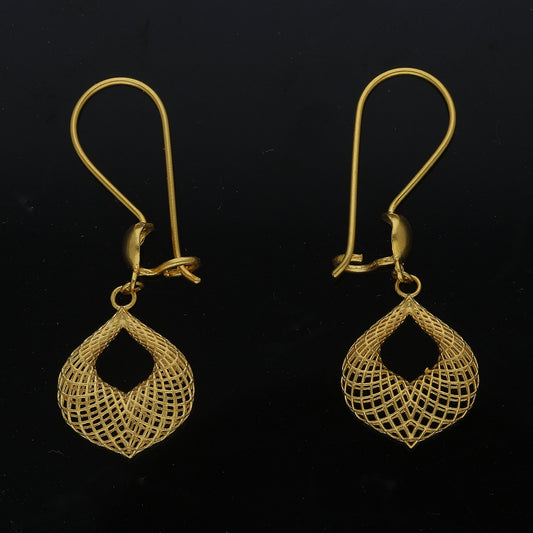 Gold Geometric Openwork Earrings 21KT - FKJERN21KM11480