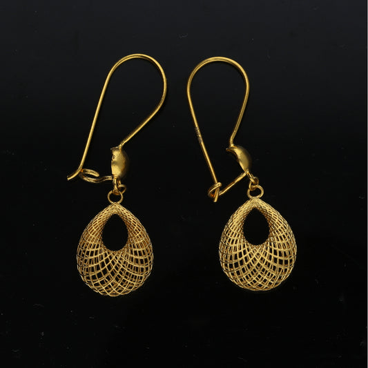 Gold Delicate Openwork Earrings 21KT - FKJERN21KM11481