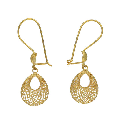 Gold Delicate Openwork Earrings 21KT - FKJERN21KM11481