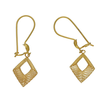 Gold Square Filigree Earrings 21KT - FKJERN21KM11482