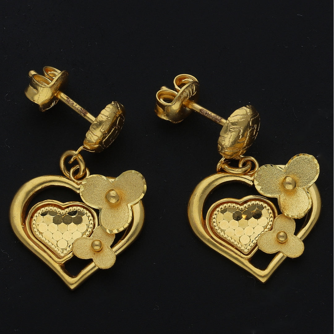 Gold Heart Blossom Earrings 21KT - FKJERN21KM11511