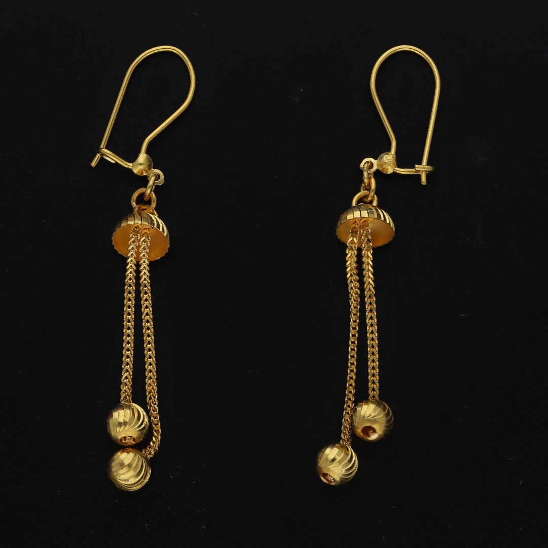 Gold Dual Drop Earrings 21KT - FKJERN21KM11512