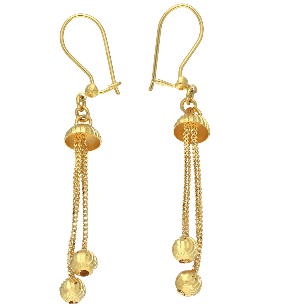 Gold Dual Drop Earrings 21KT - FKJERN21KM11512