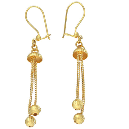 Gold Dual Drop Earrings 21KT - FKJERN21KM11512