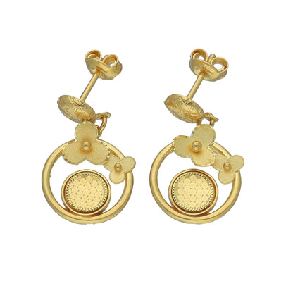 Gold Floral Circle Earrings 21KT - FKJERN21KM11513