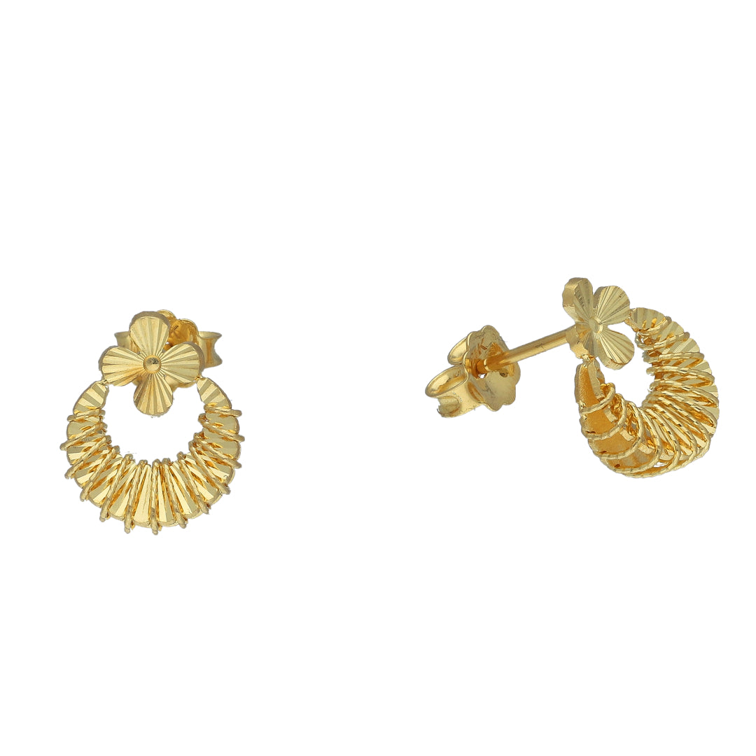 Gold Floral Halo Earrings 21KT - FKJERN21KM11514
