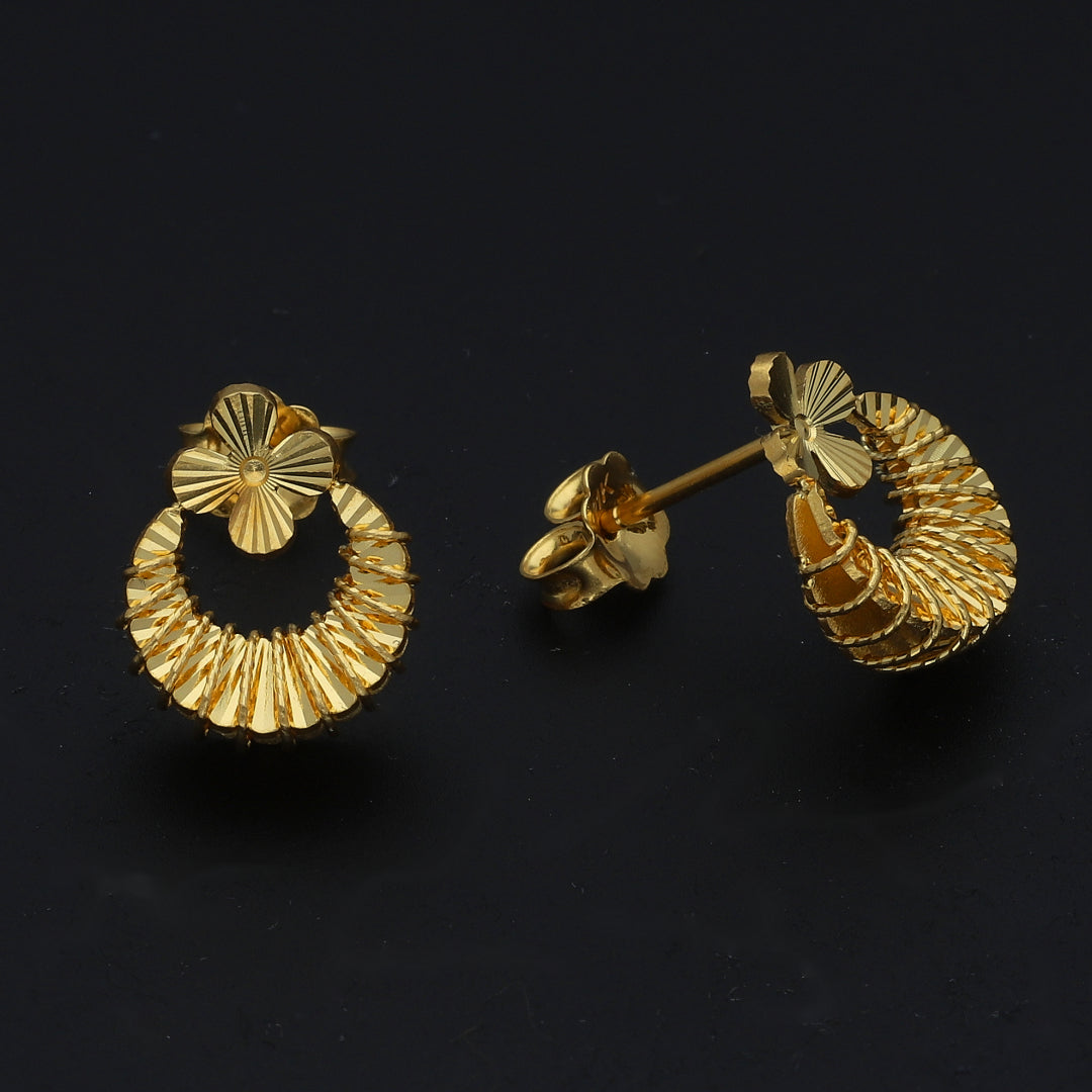 Gold Floral Halo Earrings 21KT - FKJERN21KM11514