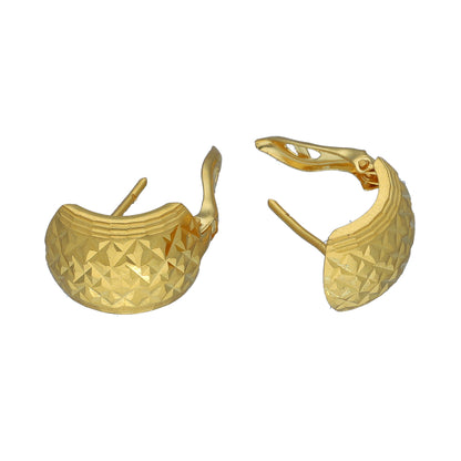 Gold Textured Dome Earrings 21KT - FKJERN21KM11517