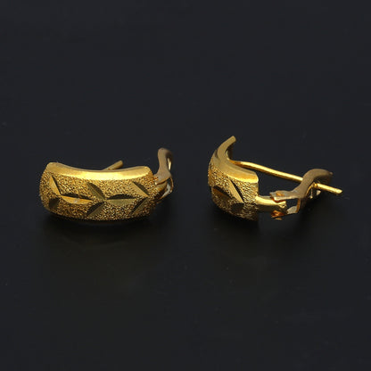 Gold Radiant Texture Earrings 21KT - FKJERN21KM11518