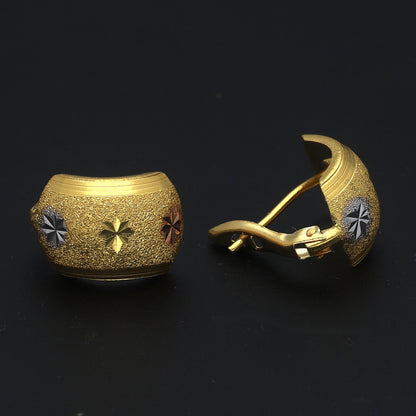 Gold Star Texture Earrings 21KT - FKJERN21KM11520