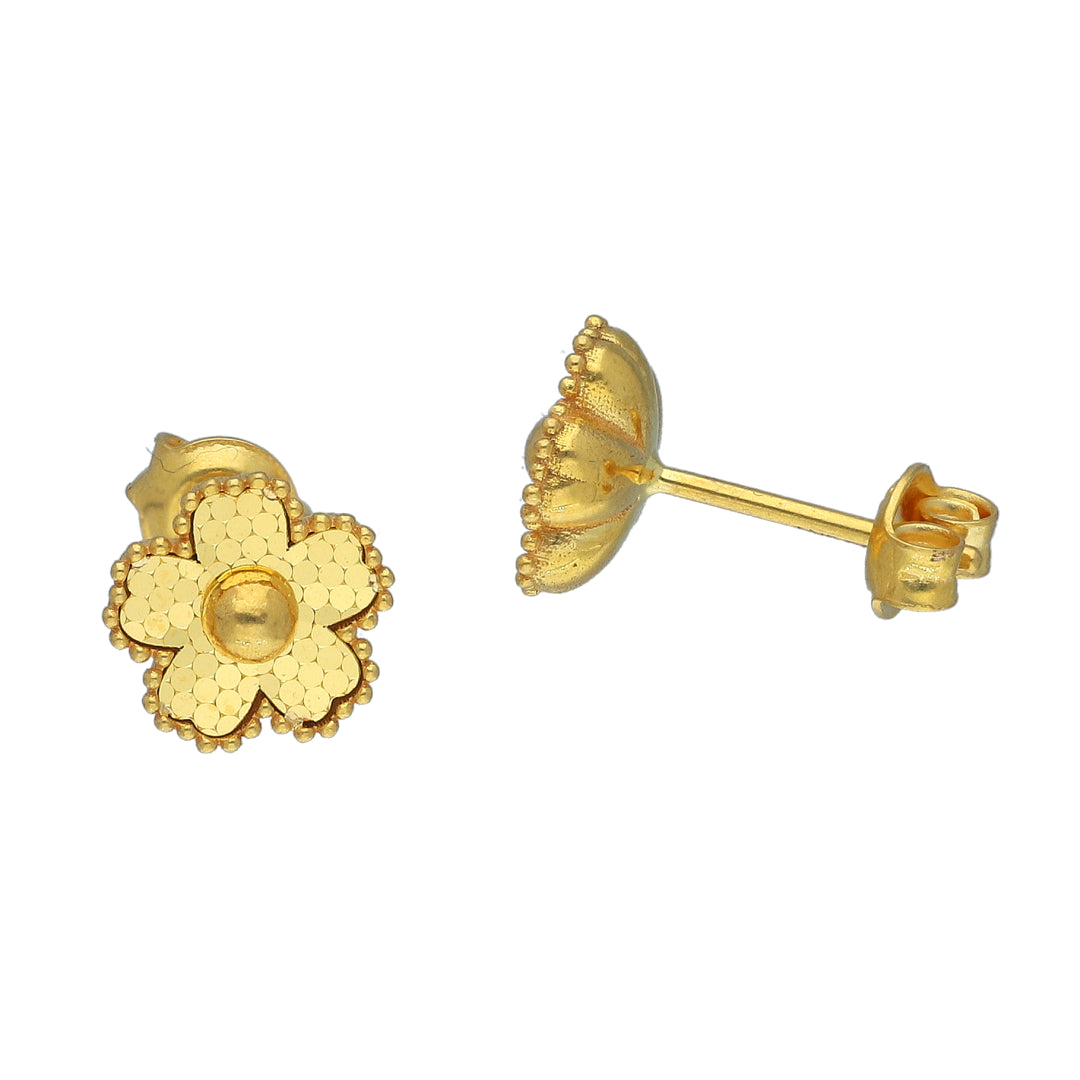 Gold Classic Floral Earrings 21KT - FKJERN21KM11525