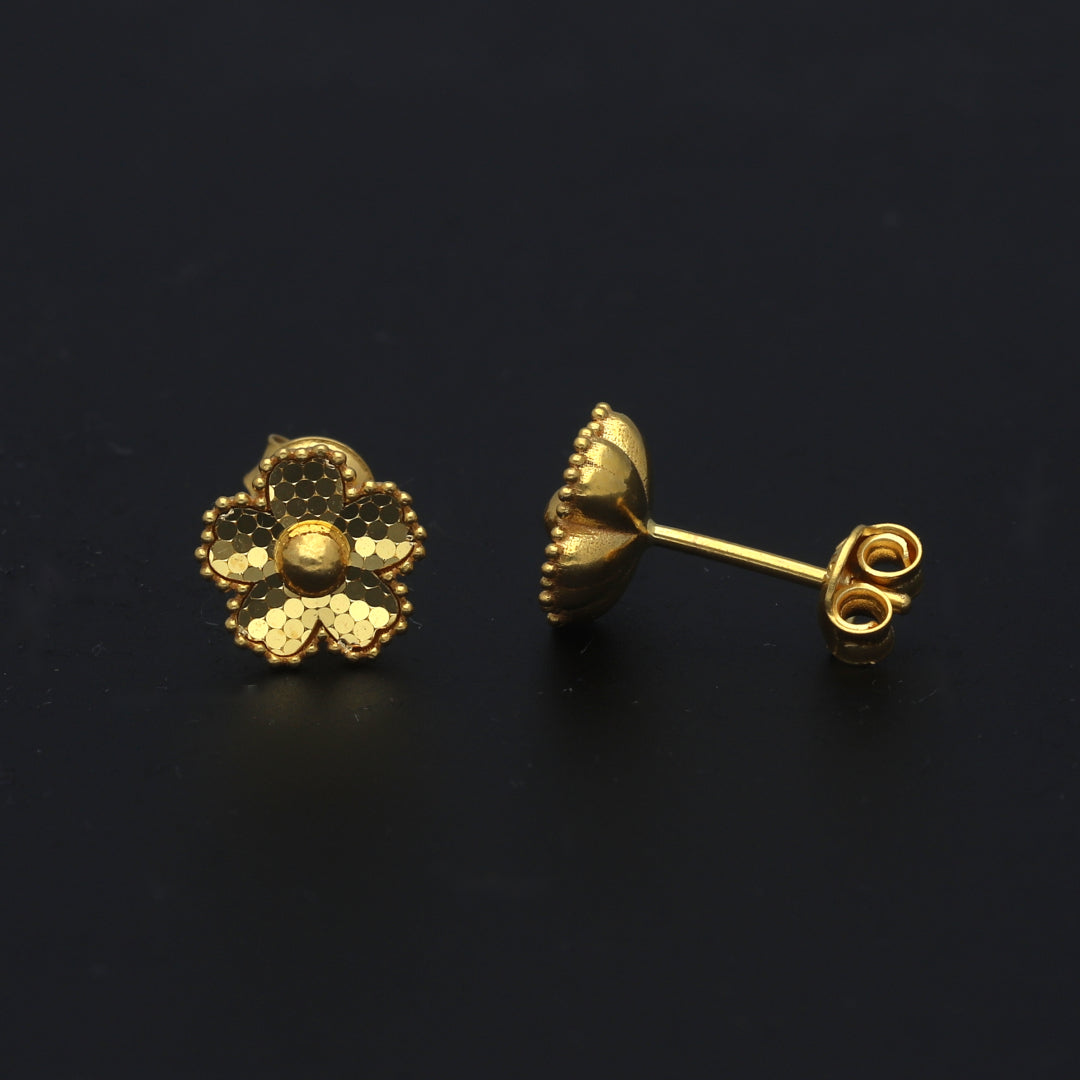 Gold Classic Floral Earrings 21KT - FKJERN21KM11525
