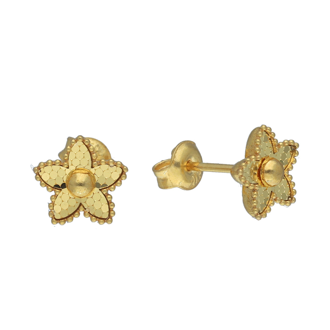 Gold Textured Daisy Earrings 21KT - FKJERN21KM11526