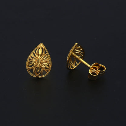 Gold Teardrop Filigree Earrings 21KT - FKJERN21KM11527