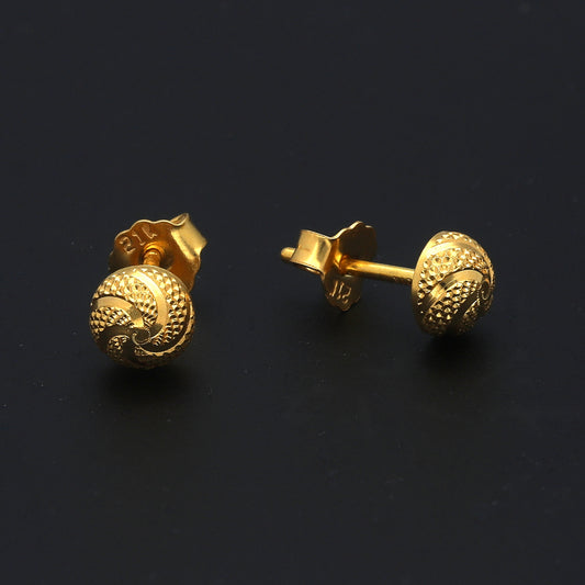 Gold Textured Ball Earrings 21KT - FKJERN21KM11528
