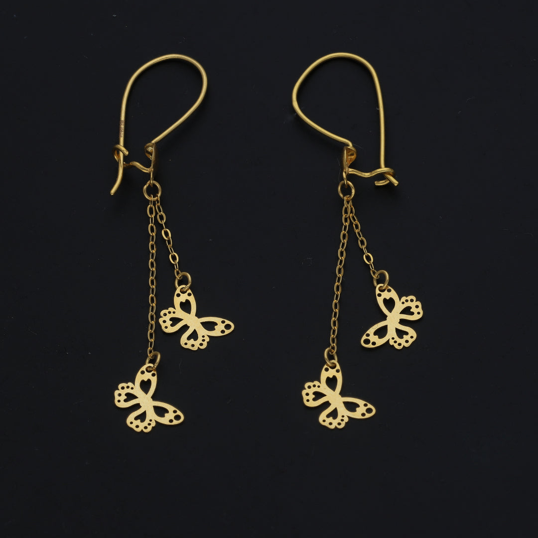 Gold Twin Butterfly Earrings 21KT - FKJERN21KM11529
