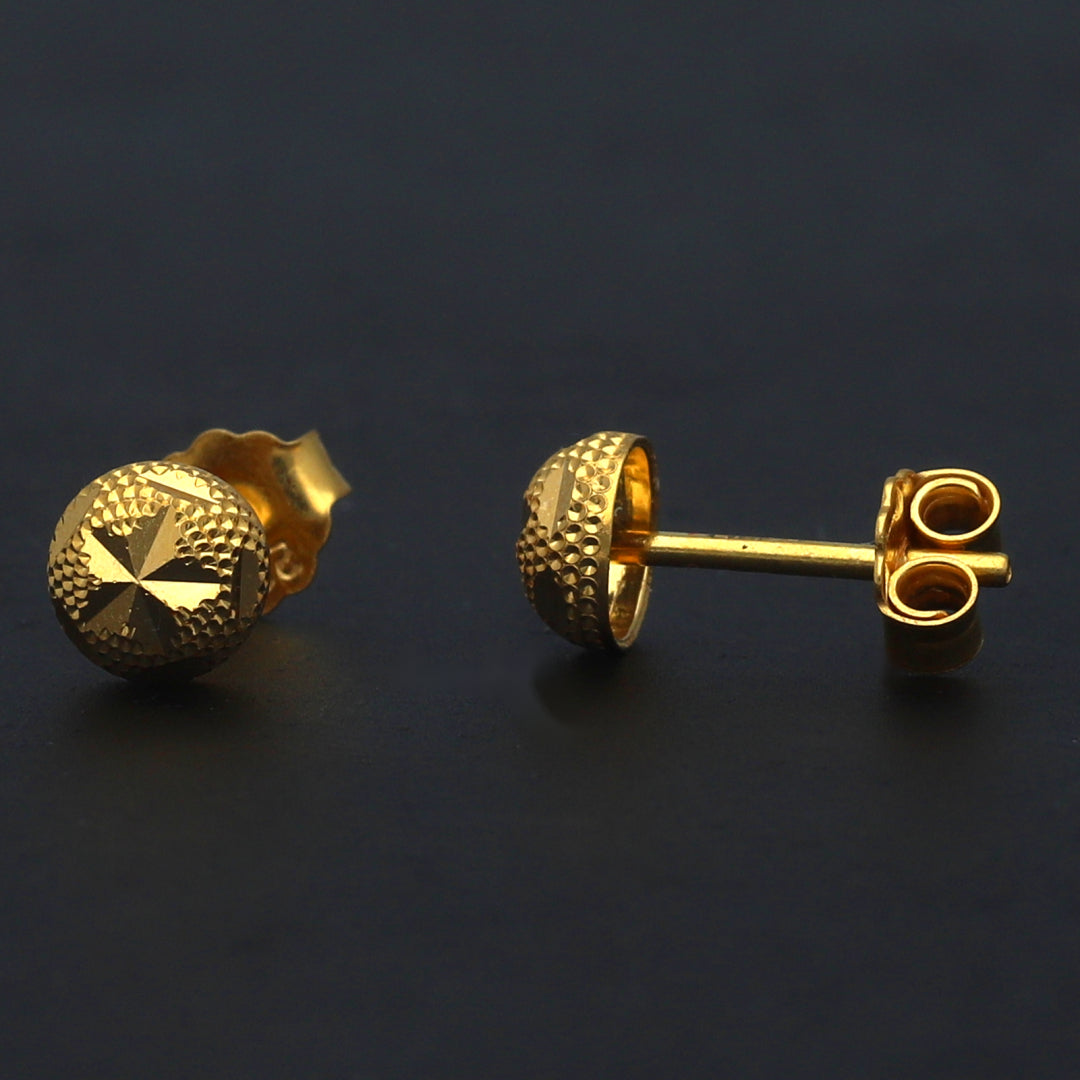 Gold Textured Star Ball Earrings 21KT - FKJERN21KM11530