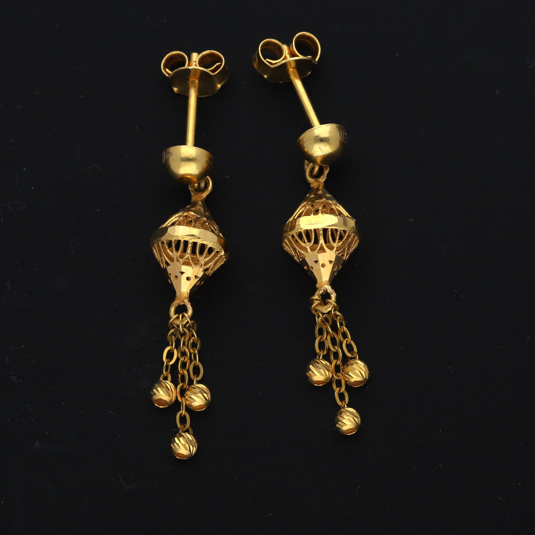 Gold Bell Drop Earrings 21KT - FKJERN21KM11531
