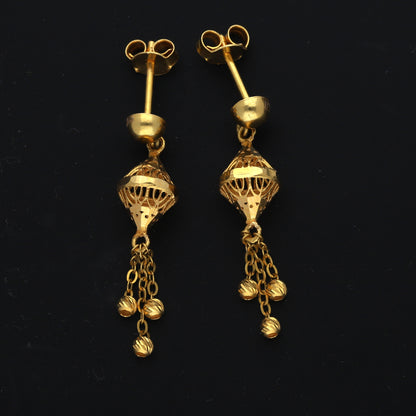 Gold Bell Drop Earrings 21KT - FKJERN21KM11531