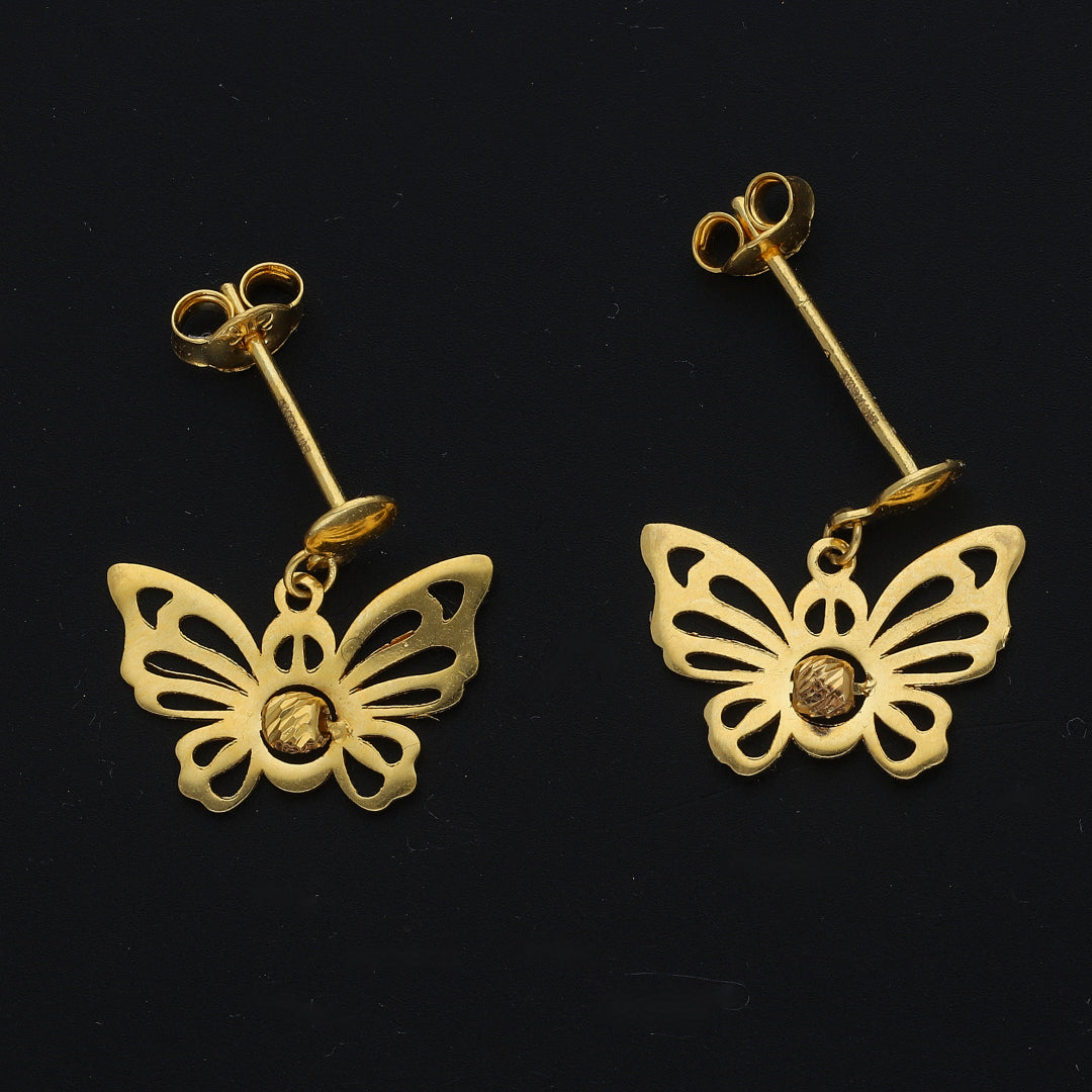 Gold Cut Out Butterfly Earrings 21KT - FKJERN21KM11532
