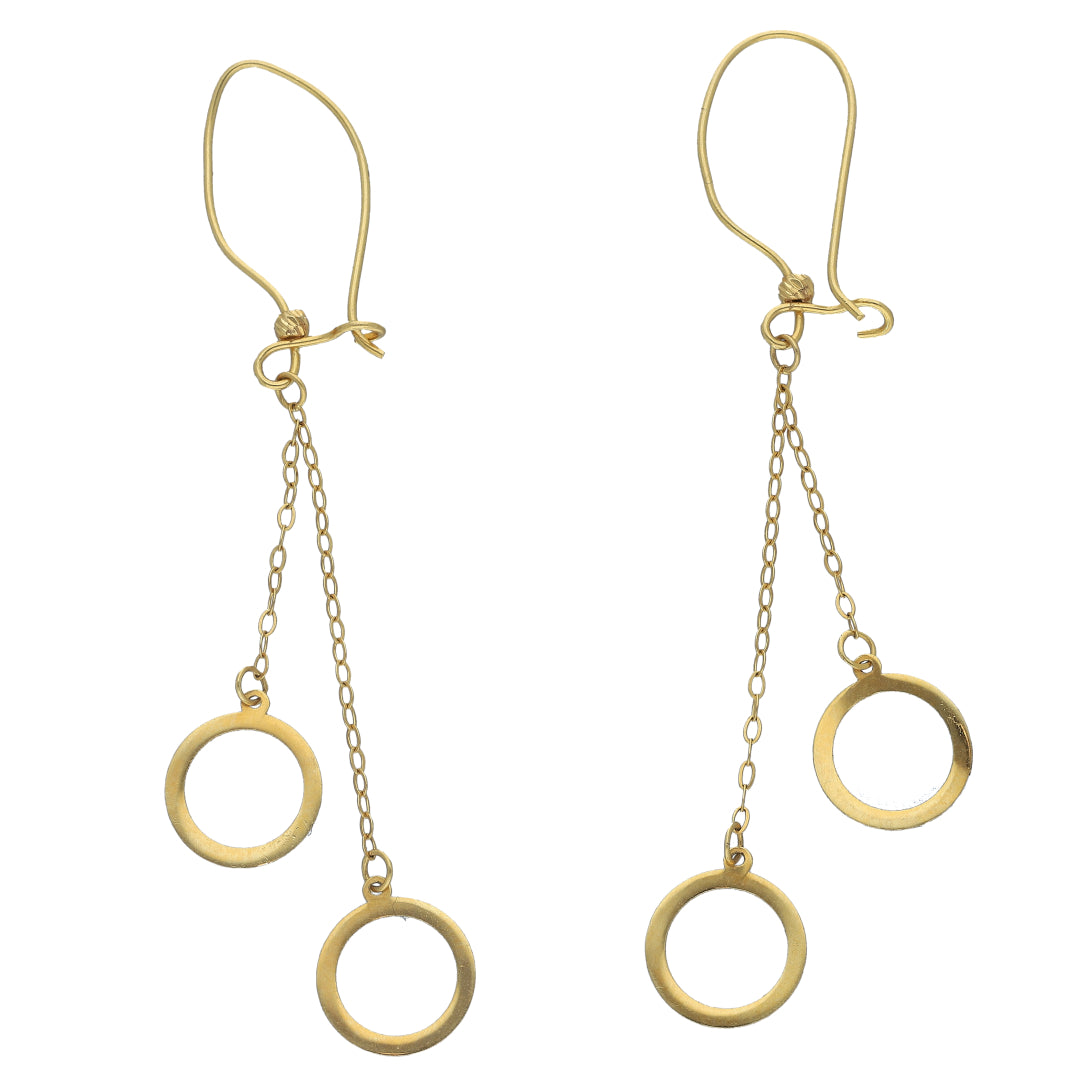 Gold Open Circle Dangle Earrings 21KT - FKJERN21KM11533