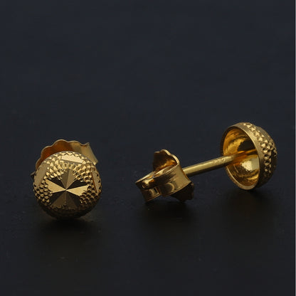 Gold Minimalist Textured Earrings 21KT - FKJERN21KM11535