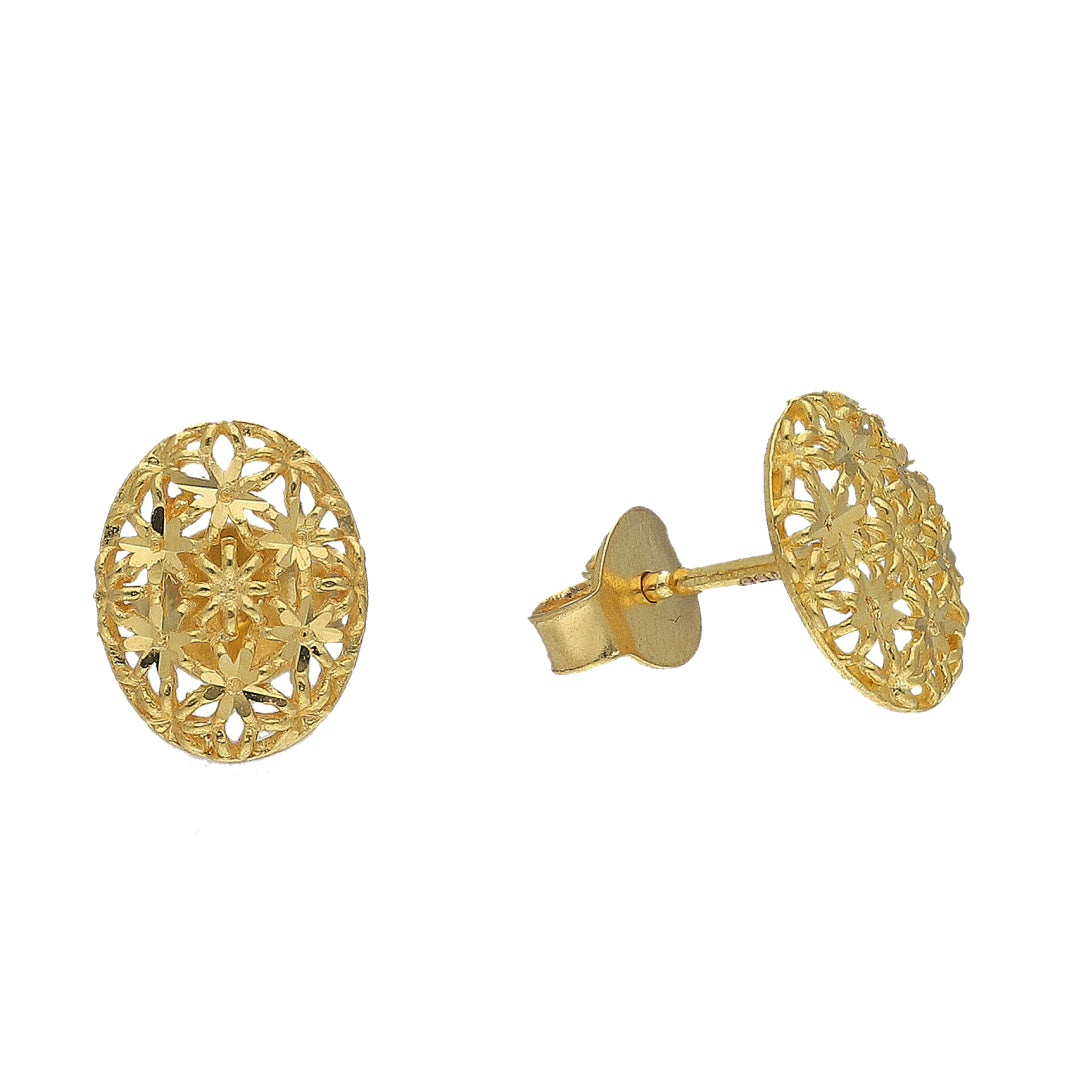 Gold Flower Cluster Earrings 21KT - FKJERN21KM11536