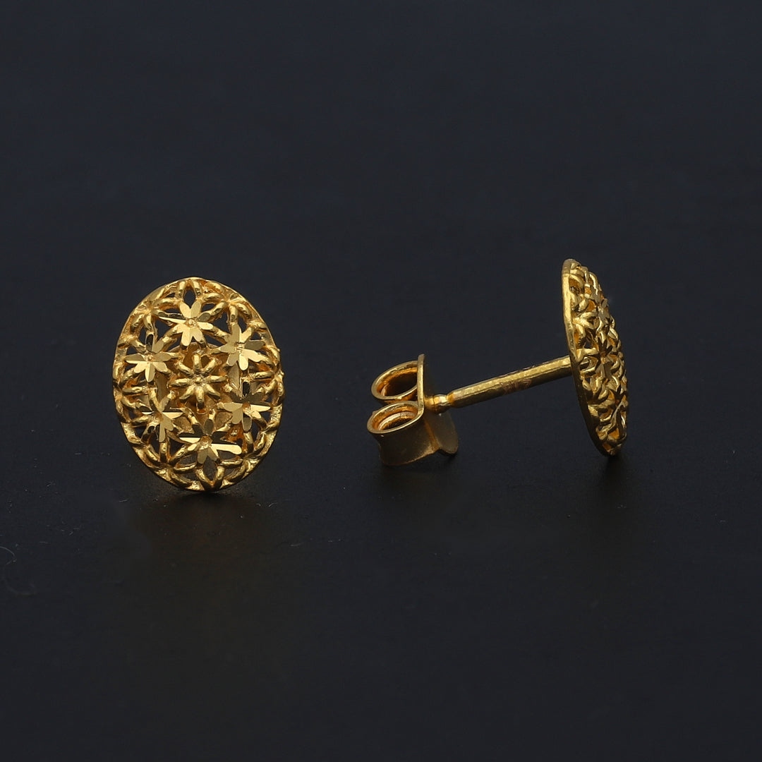 Gold Flower Cluster Earrings 21KT - FKJERN21KM11536