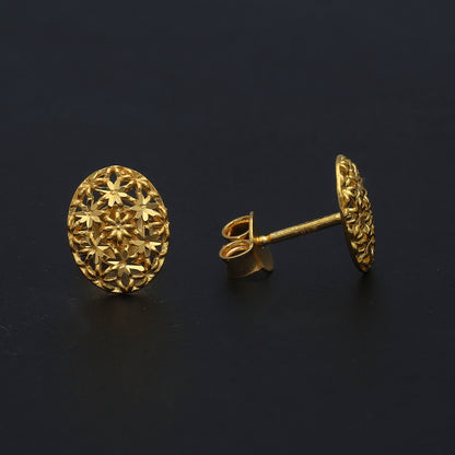 Gold Flower Cluster Earrings 21KT - FKJERN21KM11536