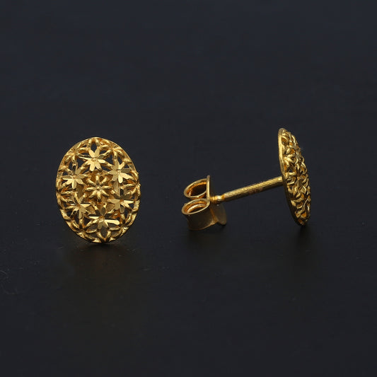 Gold Flower Cluster Earrings 21KT - FKJERN21KM11536