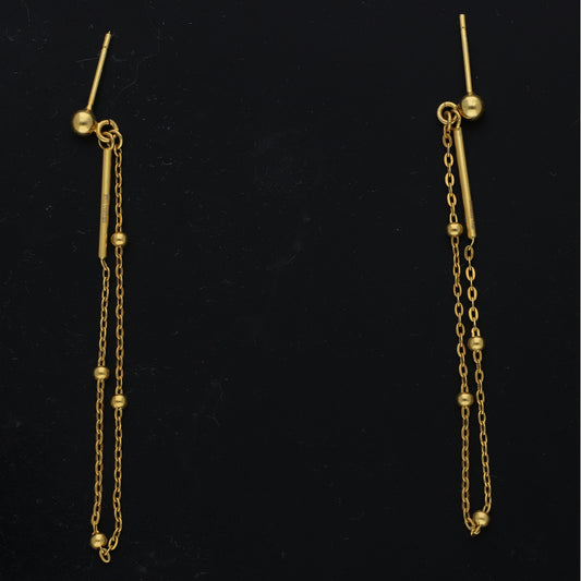 Gold Linear Drop Earrings 21KT - FKJERN21KM11537