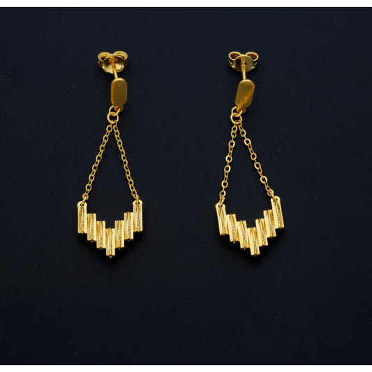Gold Dangler Earrings 21KT - FKJERN21KM11608