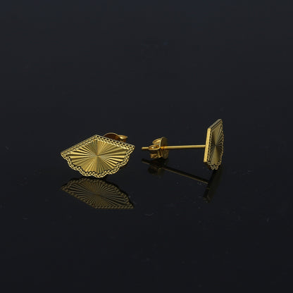 Gold Fan Shaped Earrings 21KT - FKJERN21KM11844
