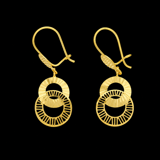 Gold Ring Shaped Dangler Earrings 21KT - FKJERN21KM12025