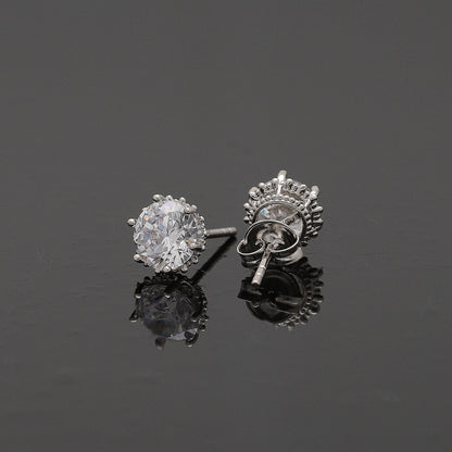 Sterling Silver 925 Sparkle Studs Earrings - FKJERNSL10810