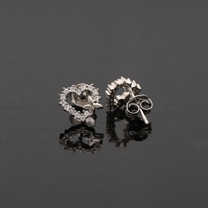 Sterling Silver 925 Butterfly Heart Earrings - FKJERNSL10811