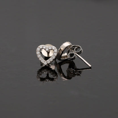 Sterling Silver 925 Halo Heart Earrings - FKJERNSL10812