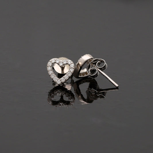 Sterling Silver 925 Halo Heart Earrings - FKJERNSL10812