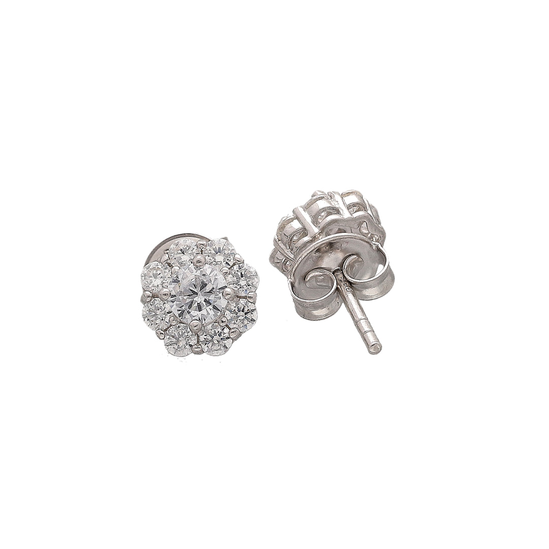 Sterling Silver 925 Sparkling Bloom Earrings - FKJERNSL10815