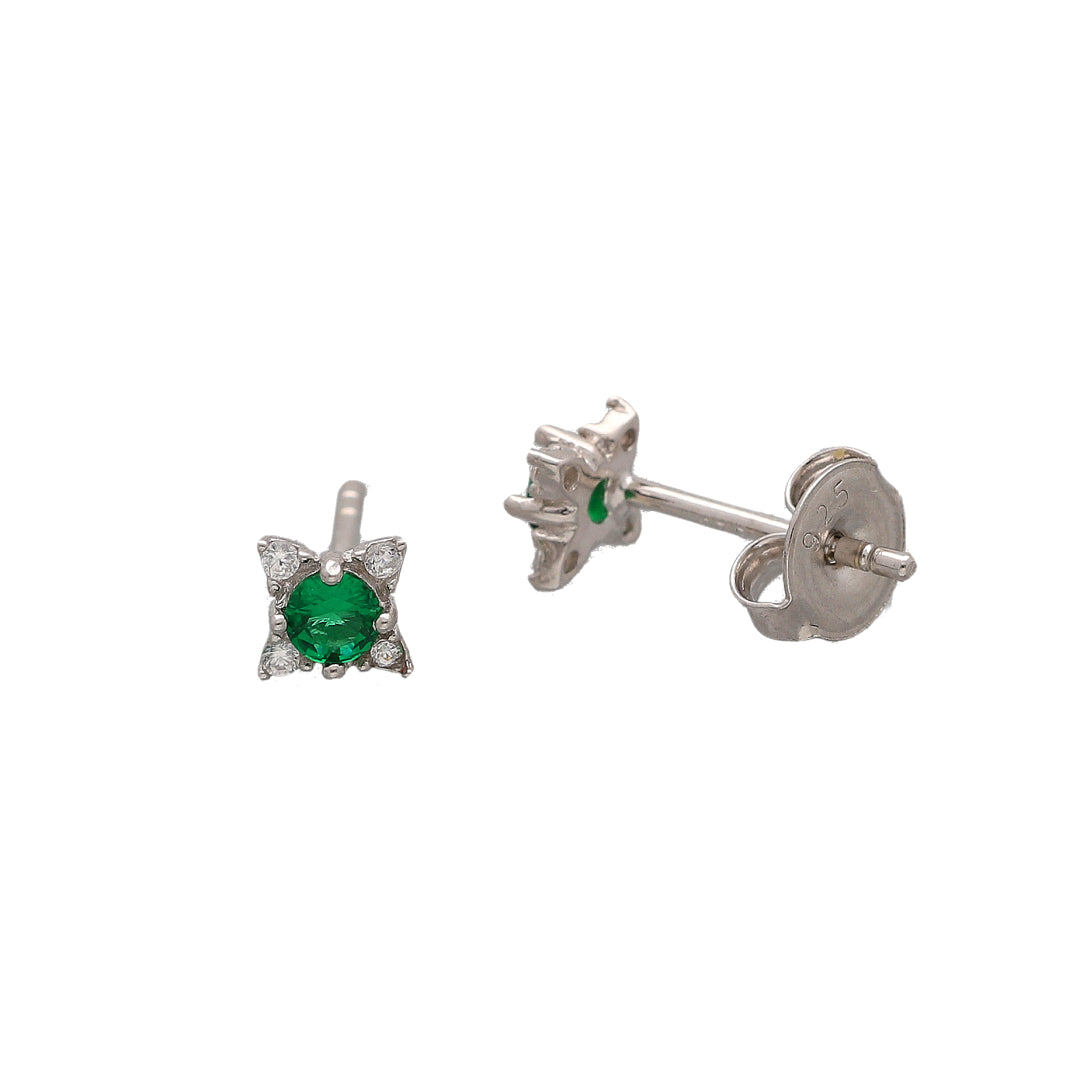 Sterling Silver 925 Emerald Sparkle Earrings - FKJERNSL10819