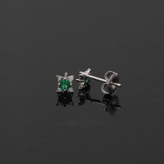 Sterling Silver 925 Emerald Sparkle Earrings - FKJERNSL10819