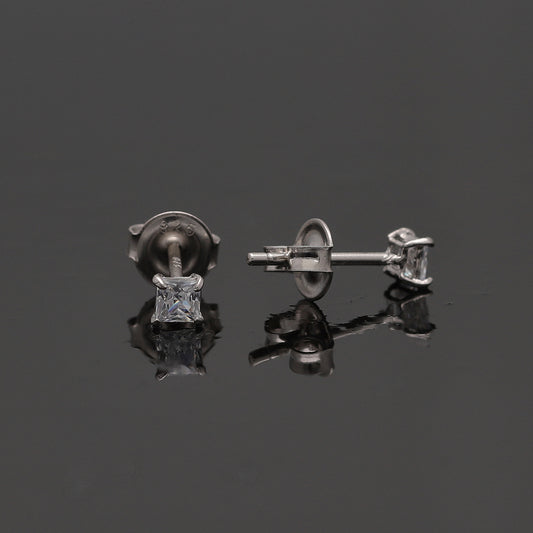 Sterling Silver 925 Luna Square Earrings - FKJERNSL10822